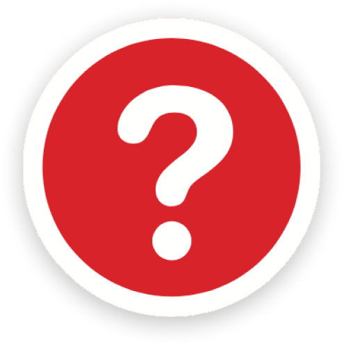 Red circle icon with white question mark