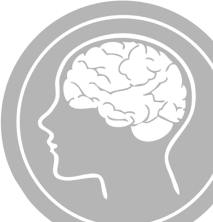 Round Grey Outline Icon of human brain